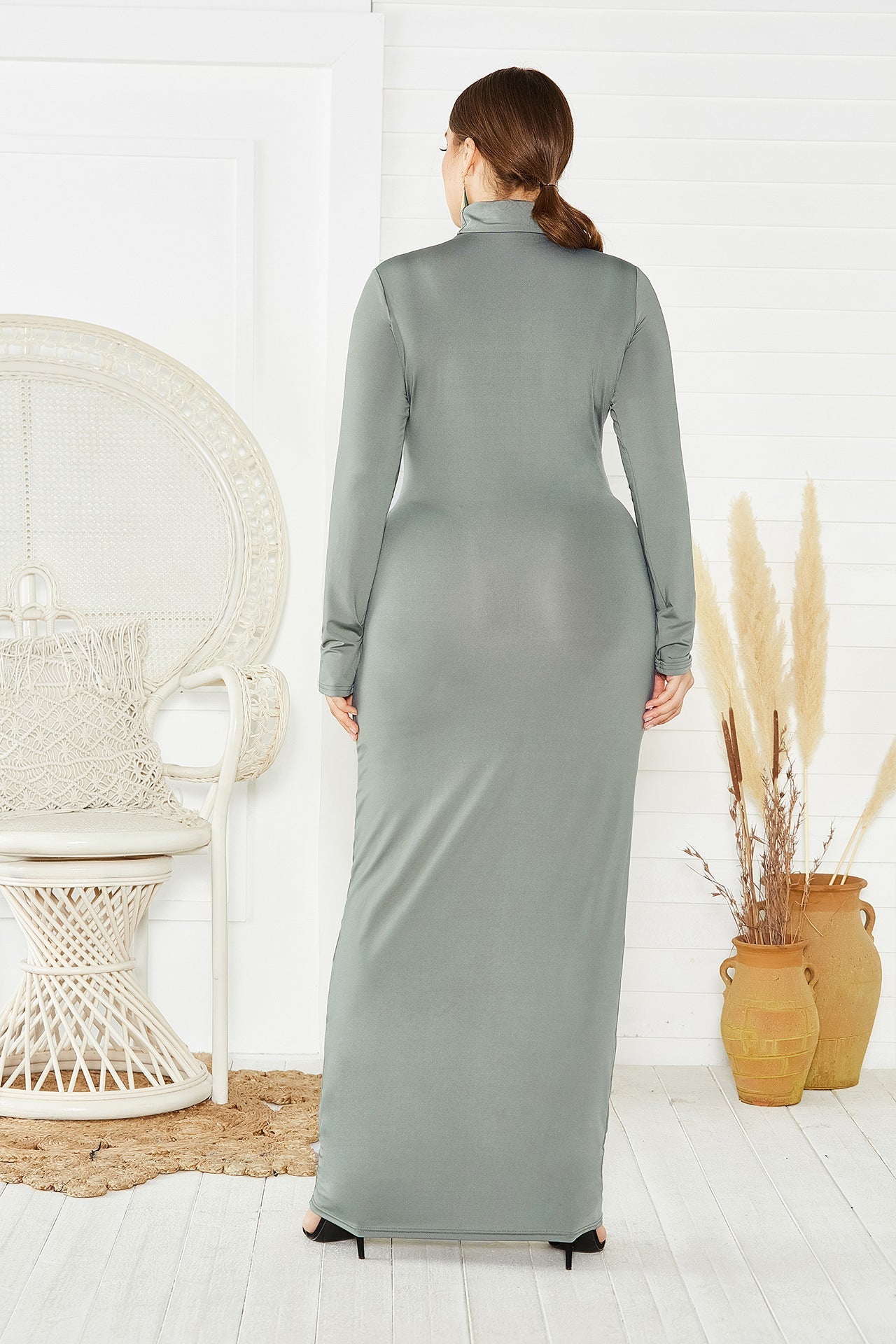 Elegant Turtleneck Plus Sizes Dresses-Dresses-Free Shipping at meselling99