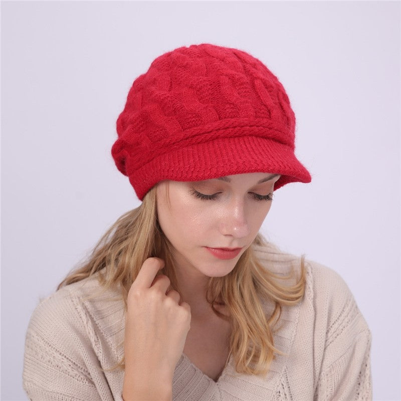 Solid Color Cable Knitted Cap
