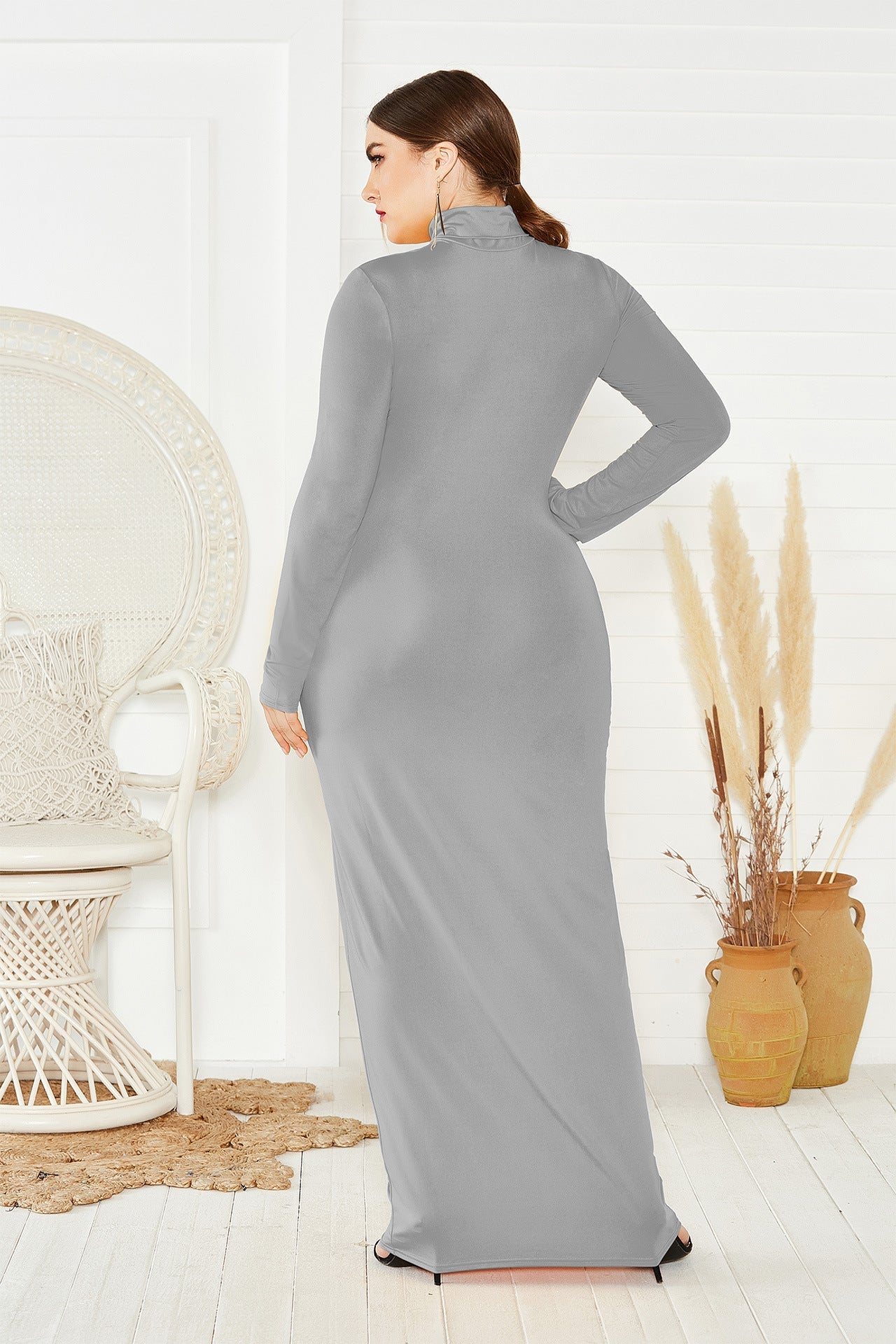 Elegant Turtleneck Plus Sizes Dresses-Dresses-Free Shipping at meselling99