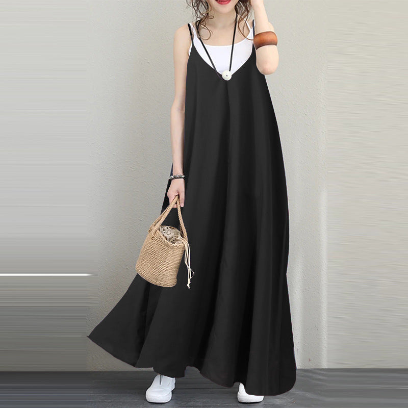 Plus Sizes Sexy Backless Loose Long Dresses-Maxi Dresses-Free Shipping at meselling99