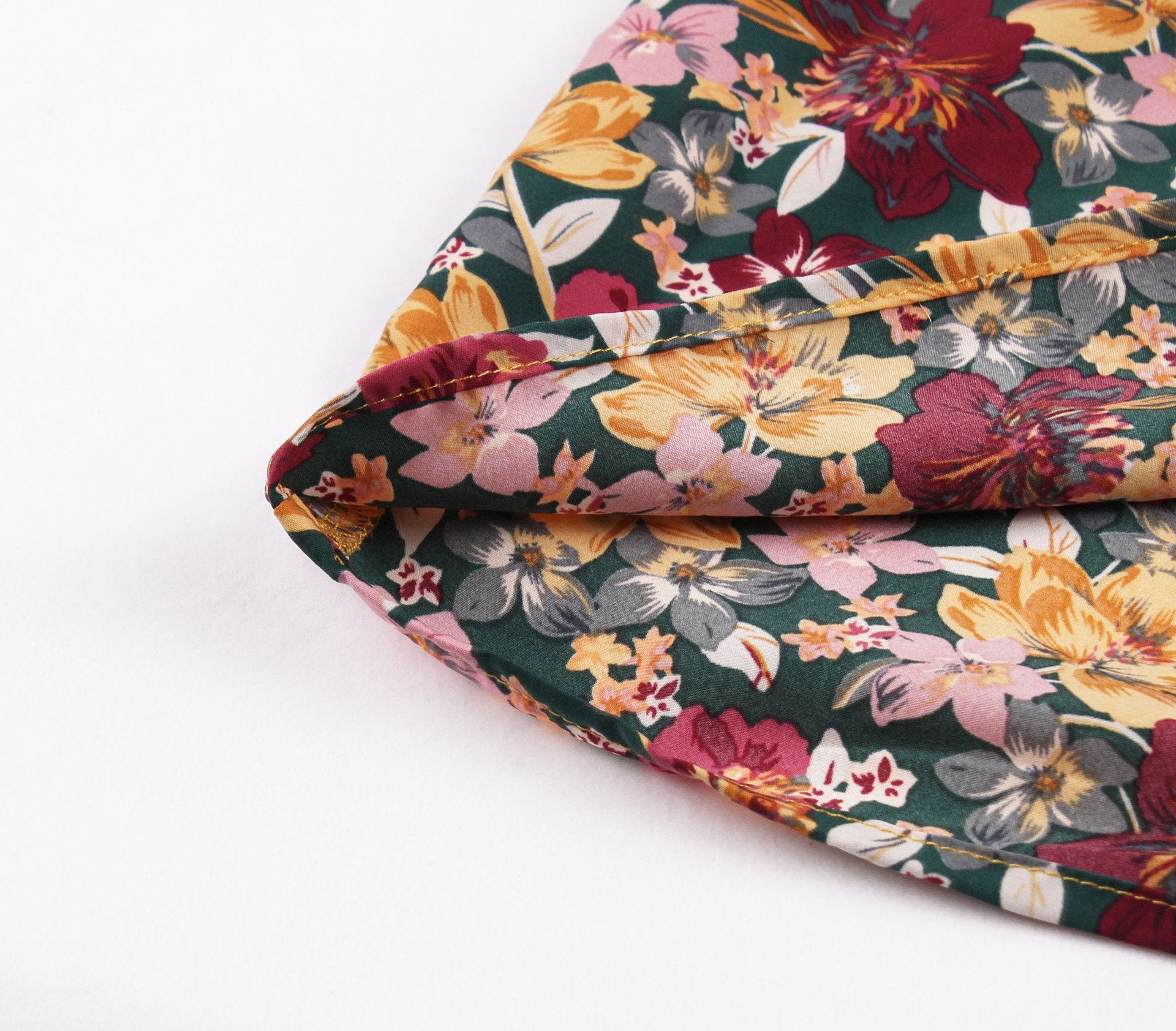 Vintage V Neck Little Flowers Short Sleeves Long Dress-Vintage Dresses-Free Shipping at meselling99