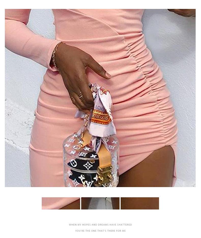 Sexy One Shoulder Pleated Hot Mini Dresses-Dresses-Free Shipping at meselling99