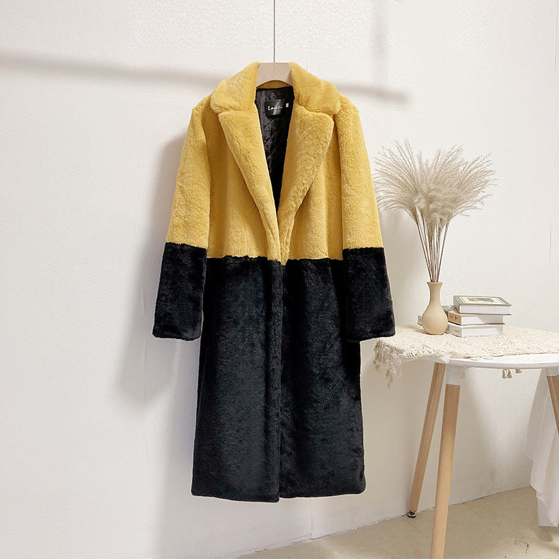 Women Winter Long Plus-Size Faux Rabbit Fur Coat