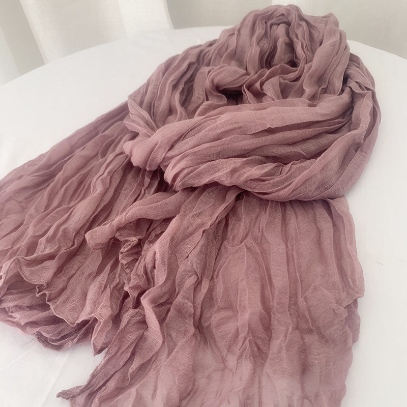 New Mini-Twist Candy-Colored Crinkle Scarf  2pcs/Set