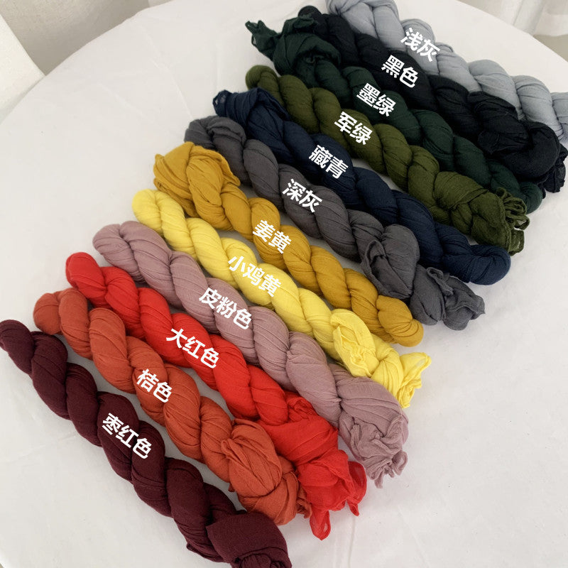 New Mini-Twist Candy-Colored Crinkle Scarf  2pcs/Set