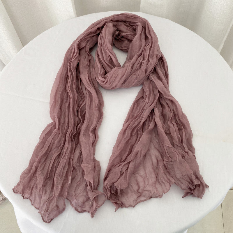 New Mini-Twist Candy-Colored Crinkle Scarf  2pcs/Set