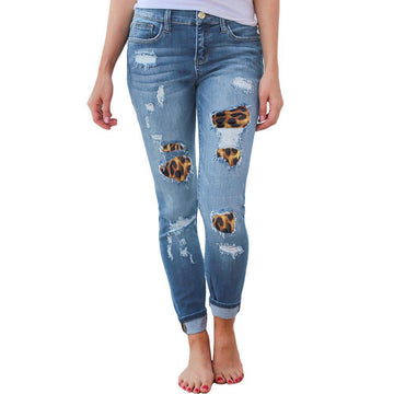 Hot Selling Leopard Sheath Jean Pants-STYLEGOING