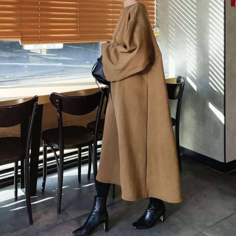 Casual Loose Pullover Long Hoodies Dresses-Cozy Dresses-Free Shipping at meselling99