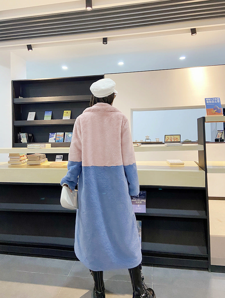 Women Winter Long Plus-Size Faux Rabbit Fur Coat