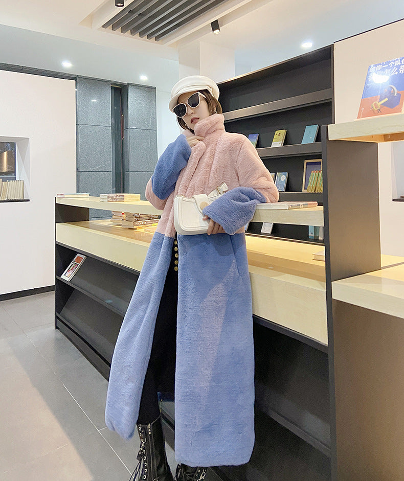 Women Winter Long Plus-Size Faux Rabbit Fur Coat