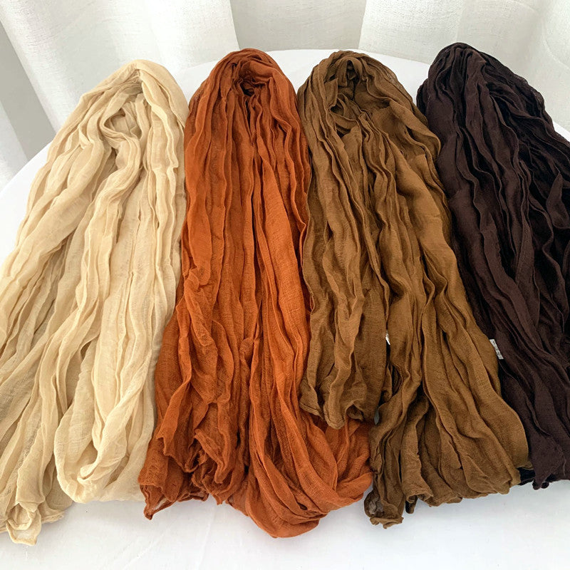 New Mini-Twist Candy-Colored Crinkle Scarf  2pcs/Set