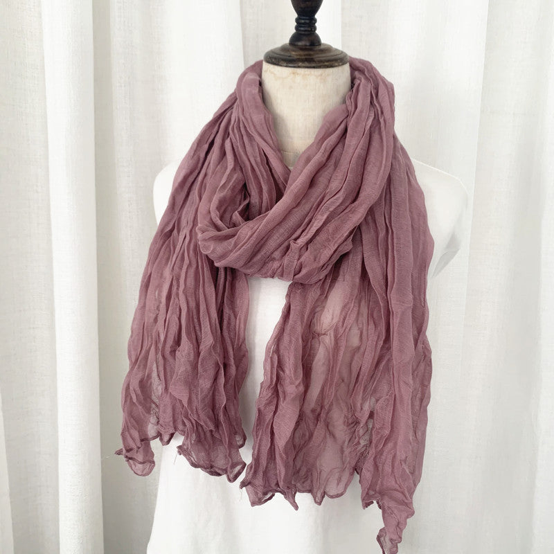 New Mini-Twist Candy-Colored Crinkle Scarf  2pcs/Set