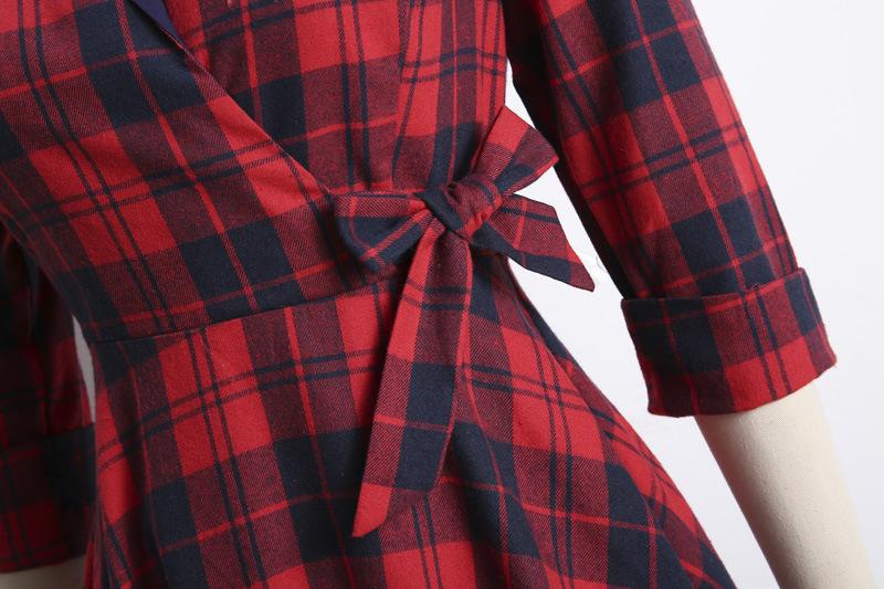 Vintage Plaid Long Sleeves Blazer Women Dresses-Dresses-Free Shipping at meselling99