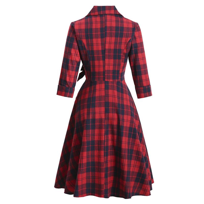 Vintage Plaid Long Sleeves Blazer Women Dresses-Dresses-Free Shipping at meselling99