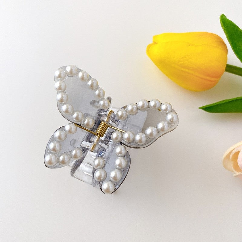 Pearl Rhinestone Butterfly Hair Claw Clip