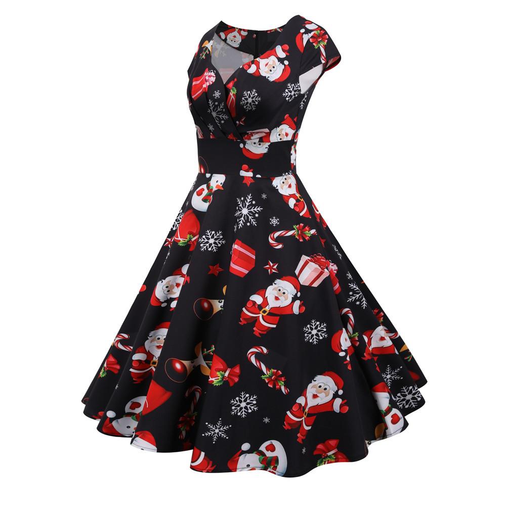 Merry Christmas Short Sleeves Dresses-Dresses-Free Shipping at meselling99