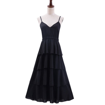 Formal Introduction Ruffle Tiered Maxi Dress - Black