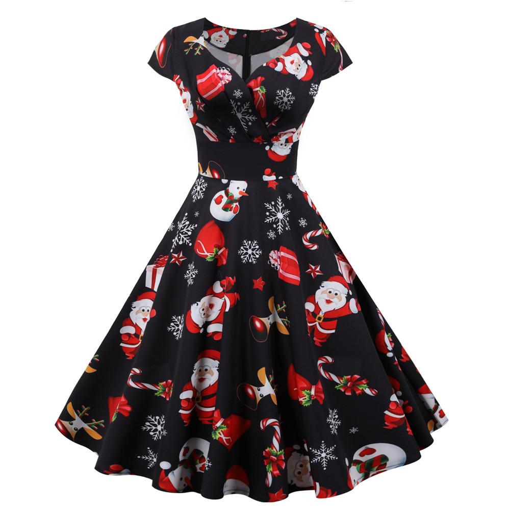 Merry Christmas Short Sleeves Dresses-Dresses-Free Shipping at meselling99