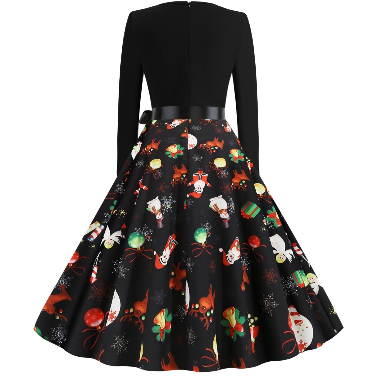 Women Long Sleeves V Neck Christmas Winter Dresses-Vintage Dresses-Free Shipping at meselling99