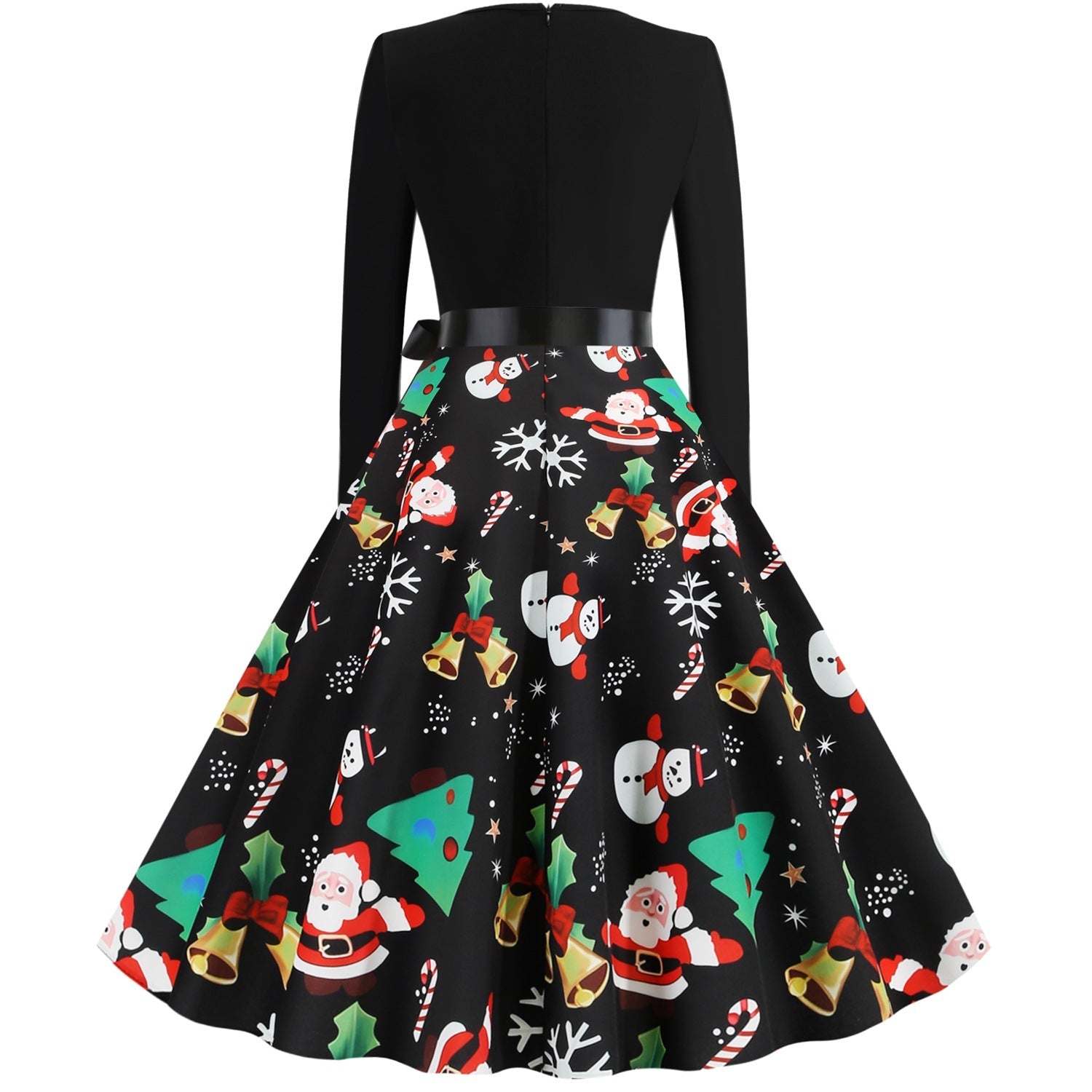 Christmas V Neck Long Sleeves Winter Women Dresses-Vintage Dresses-Free Shipping at meselling99