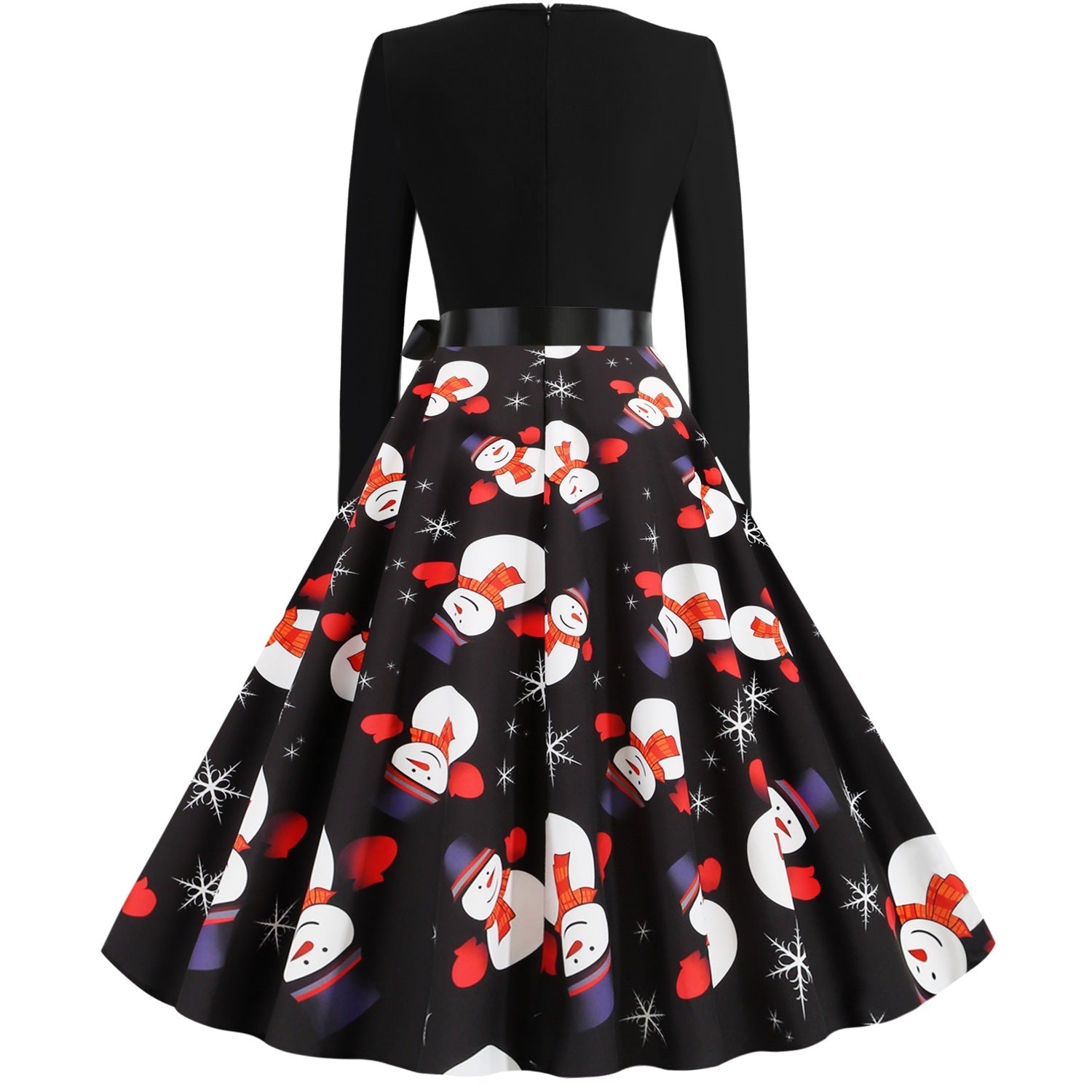 Women Vintage Christmas Snowmen Slim Waist Dresses-Vintage Dresses-Free Shipping at meselling99
