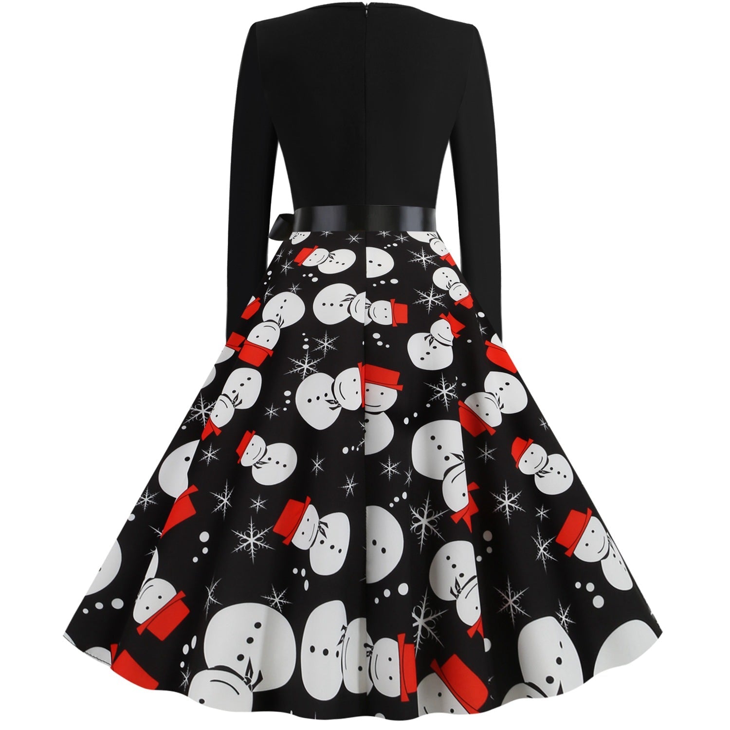 Women Christmas Snowman Long Sleeves Winter Dresses-Vintage Dresses-Free Shipping at meselling99