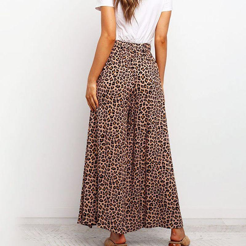 High Wasit Leopard Print Loose Long Pants-STYLEGOING