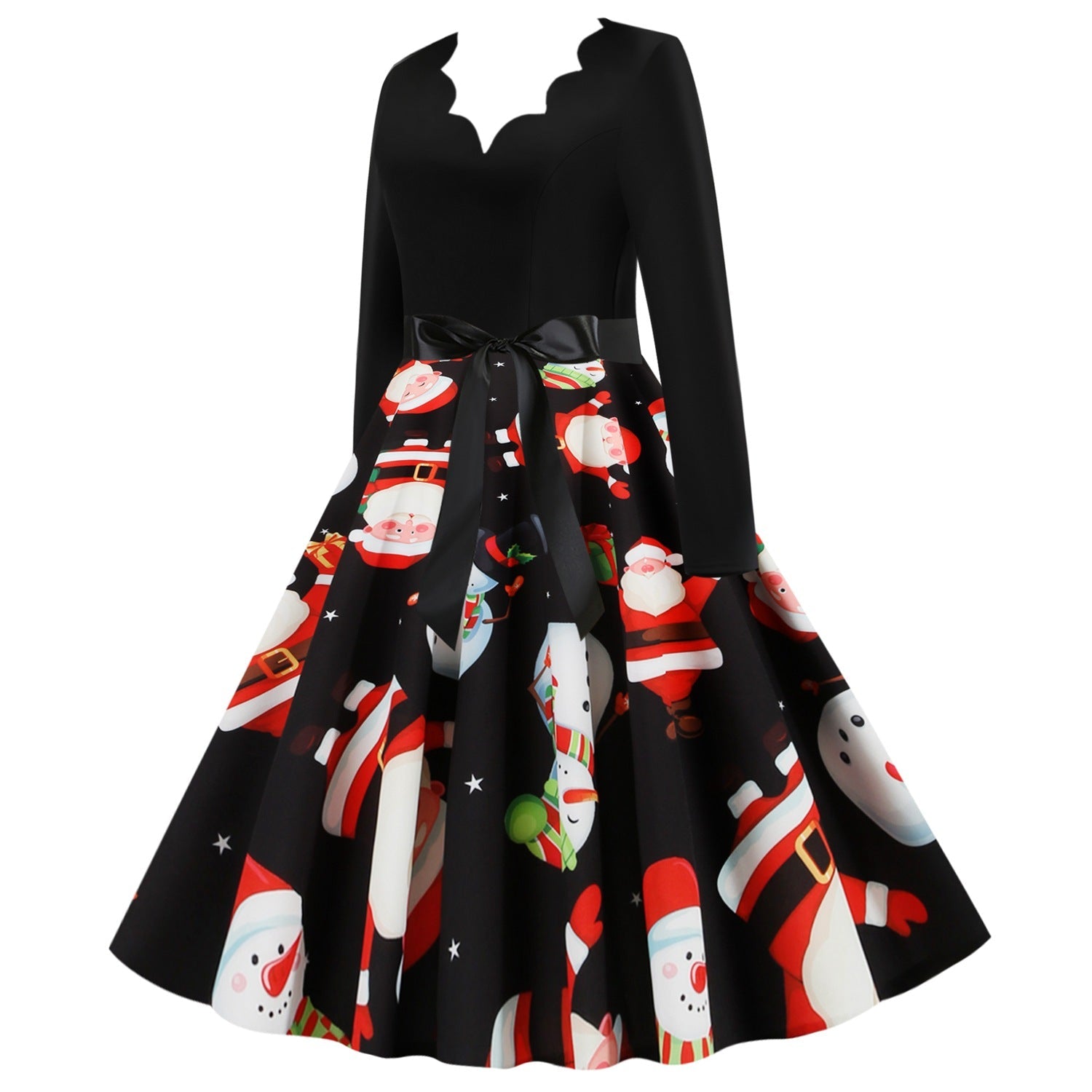 Vintage Long Sleeves V Neck Winter Dresses-Vintage Dresses-Free Shipping at meselling99