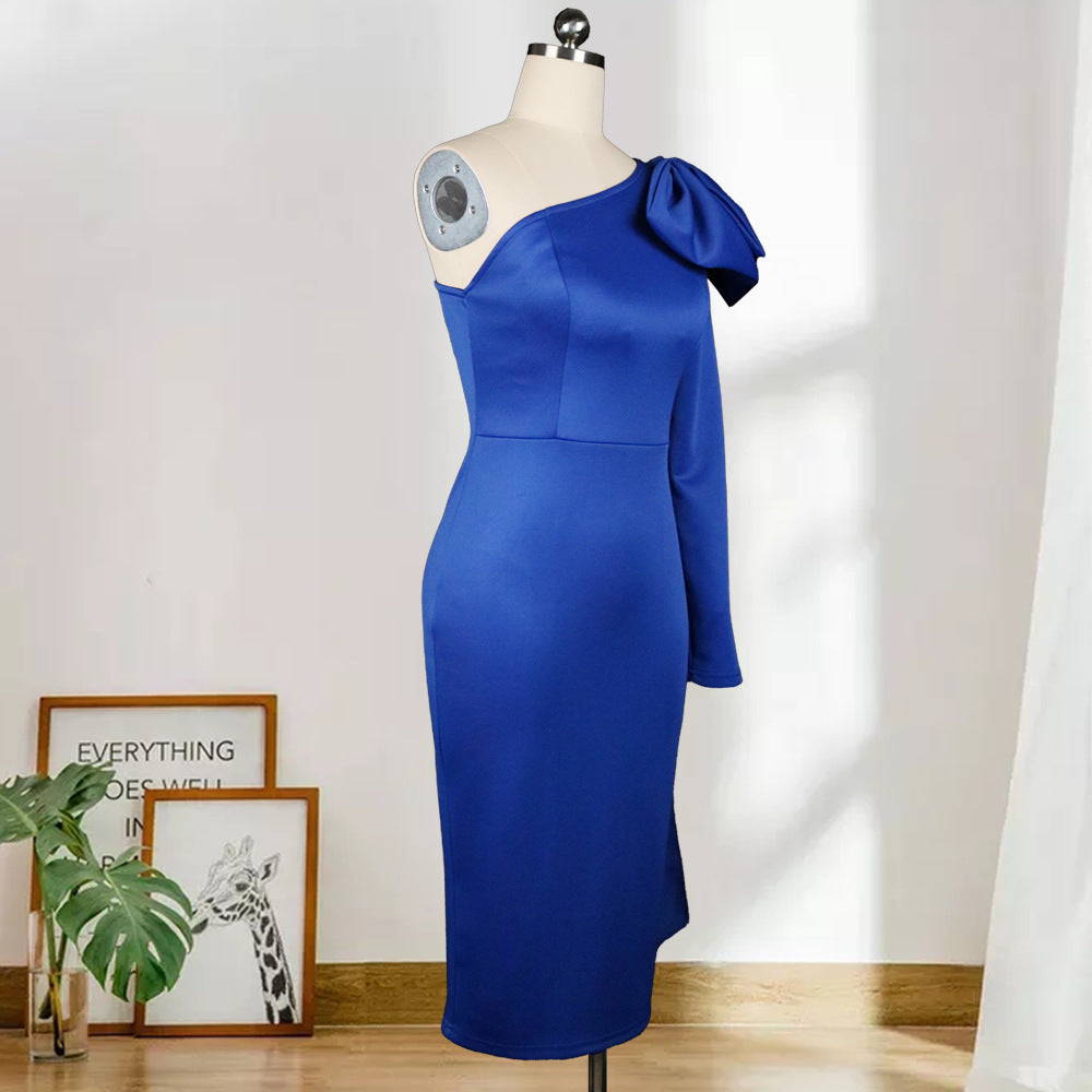 Sexy Backless Bow Design One Shoulder Women Party Dresses-Dresses-Free Shipping at meselling99