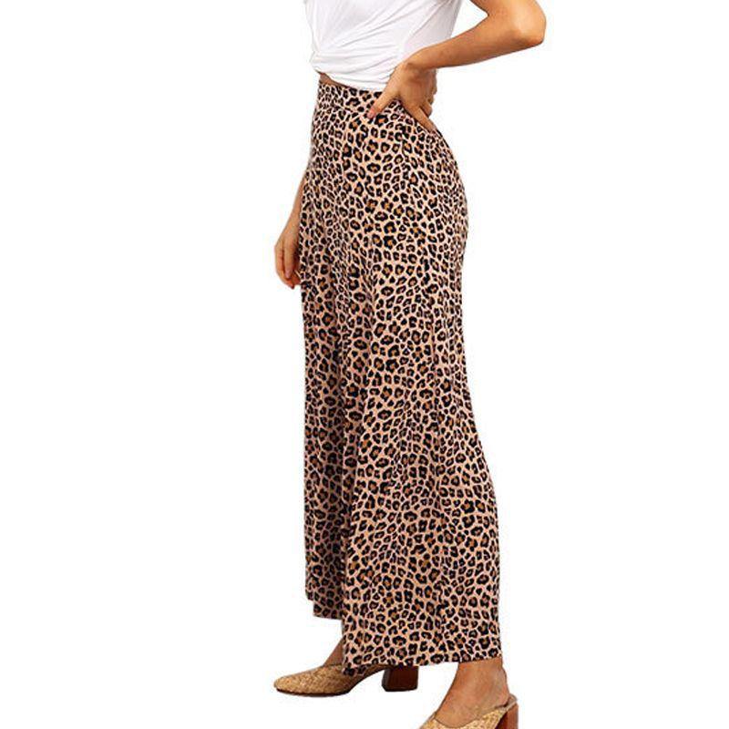 High Wasit Leopard Print Loose Long Pants-STYLEGOING