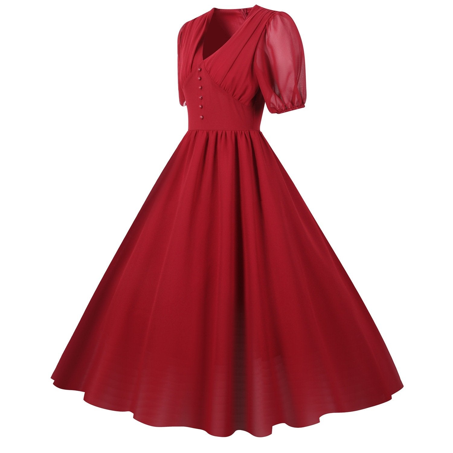 Chiffon Vintage Short Sleeves Dresses-Maxi Dresses-Free Shipping at meselling99