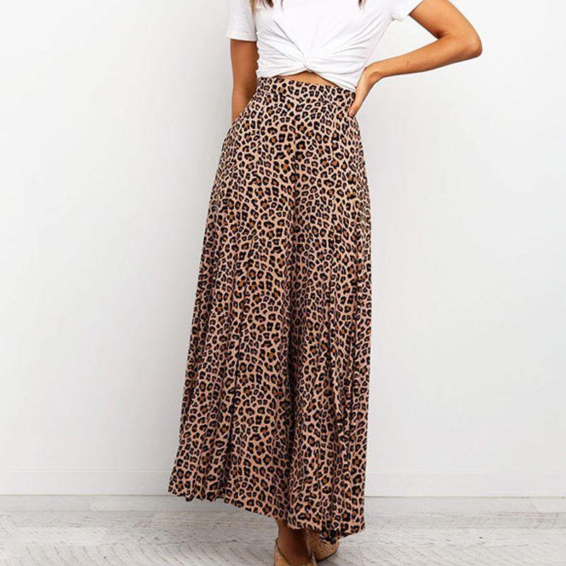 High Wasit Leopard Print Loose Long Pants-STYLEGOING