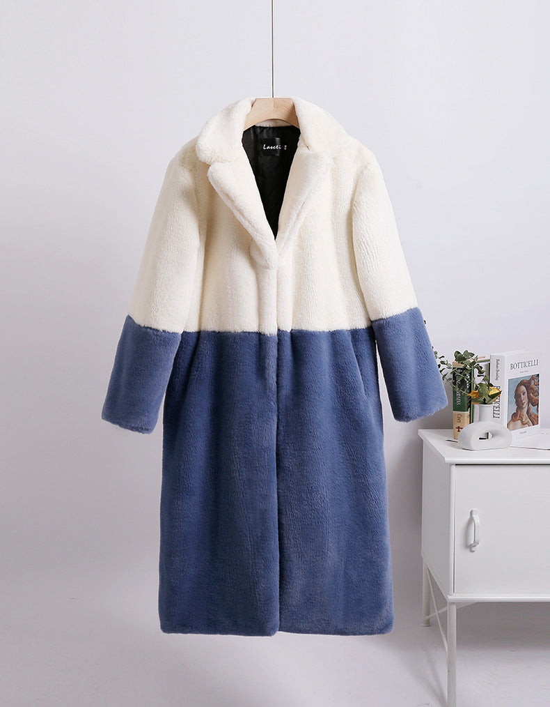 Women Winter Long Plus-Size Faux Rabbit Fur Coat