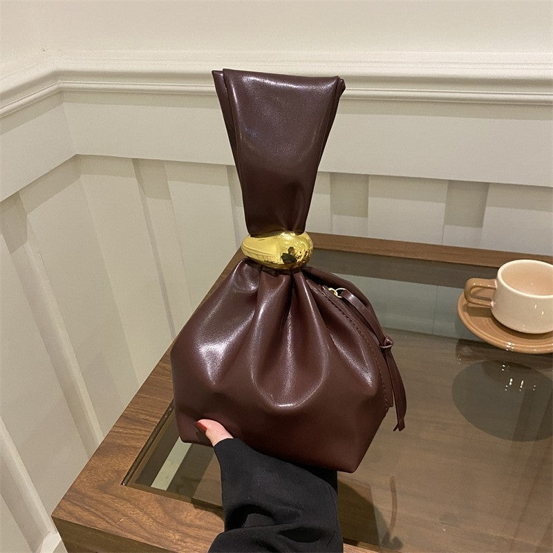 Vintage Folded Bucket Bag Large Capacity