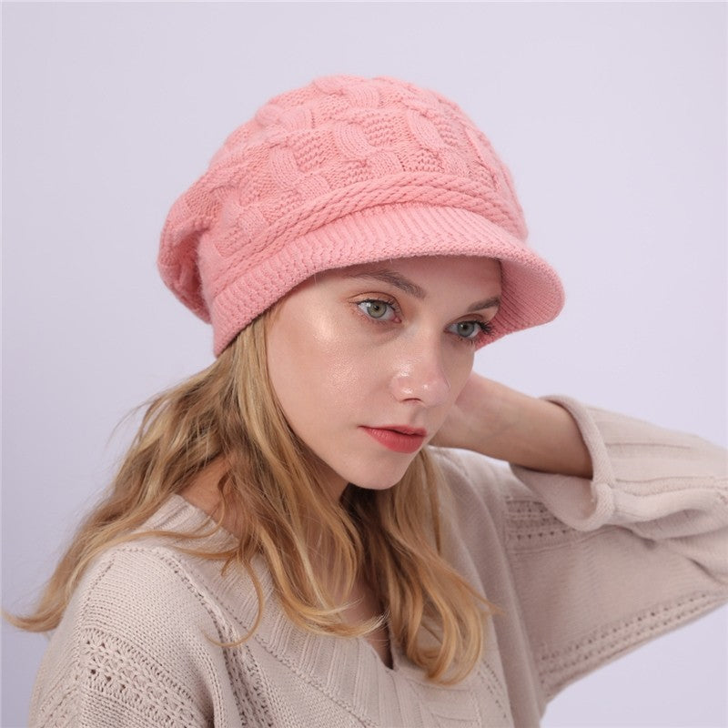 Solid Color Cable Knitted Cap