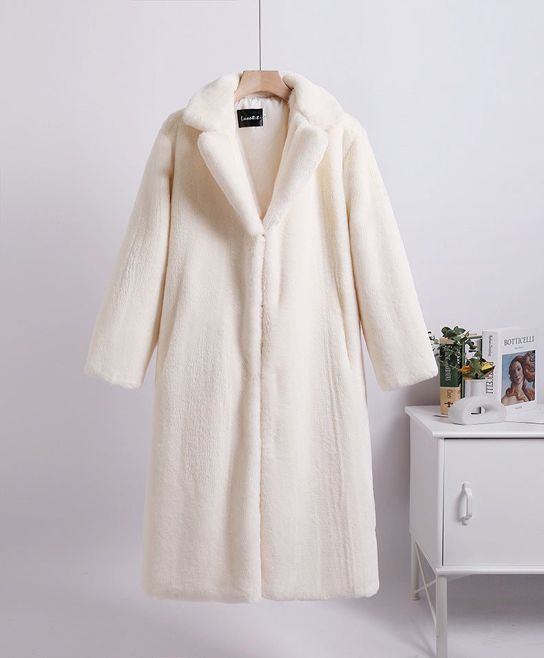 Women Winter Long Plus-Size Faux Rabbit Fur Coat