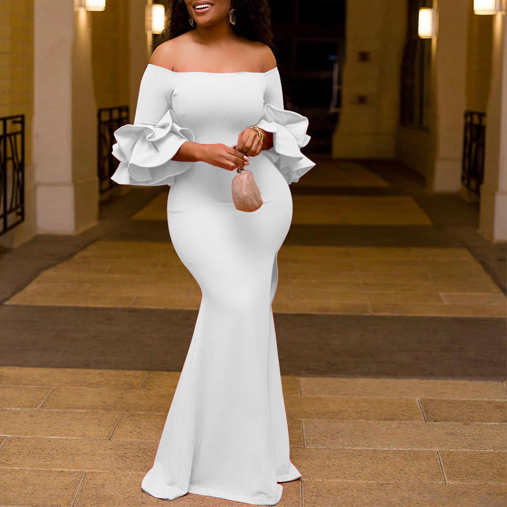 Off The Shoulder Long Evening Party Dresses-Sexy Dresses-White-S-Free Shipping at meselling99