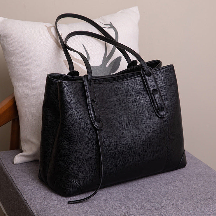 Luxury Soft Cowhide Leather Tote Bag - Women's Shoulder Handbag