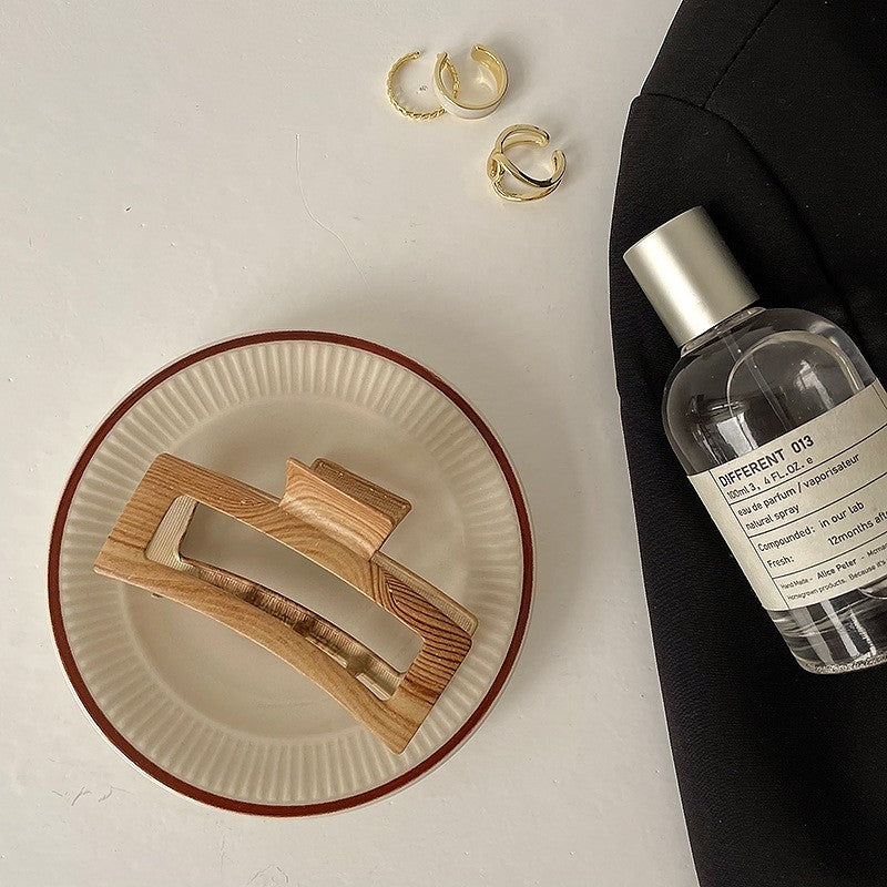 Metal Wood Grain Hair Claw Clip