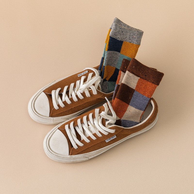 6 Pairs Mixed Color Plaid Winter Wool Adults Socks