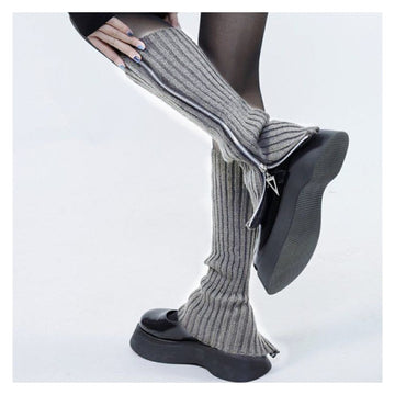 Versatile Warm Knitted Zipper Stack Boots Cover