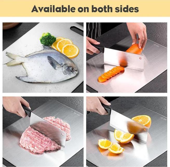 SteelEdge Pro Stainless Steel Double-Sided Chopping Board -  Durable Kitchen Essential - 70% OFF