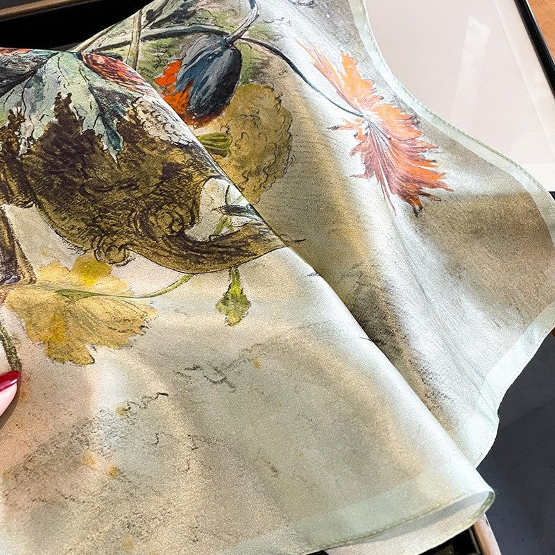 Malaysian Print Square Silk Scarf