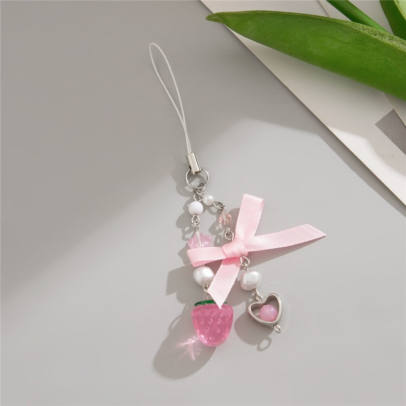 Strawberry Bow Flower Star Keychain Pendant