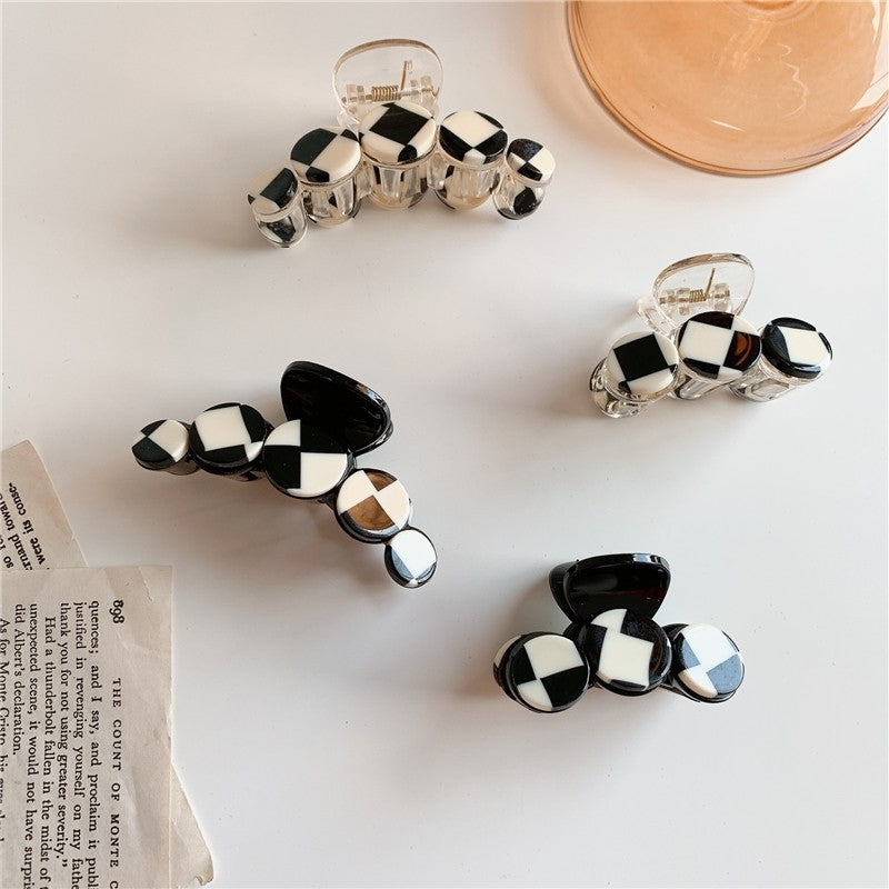 Checkerboard Arc Shape Hair Claw Clip