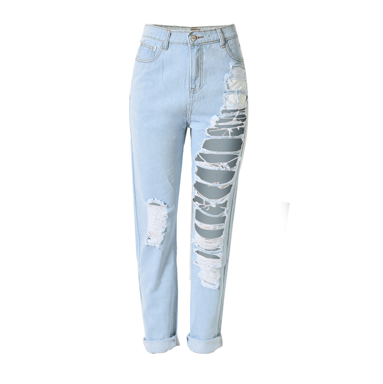 Free Shipping Women Broken Hole Ankle Length Jean Pants - beachonwear