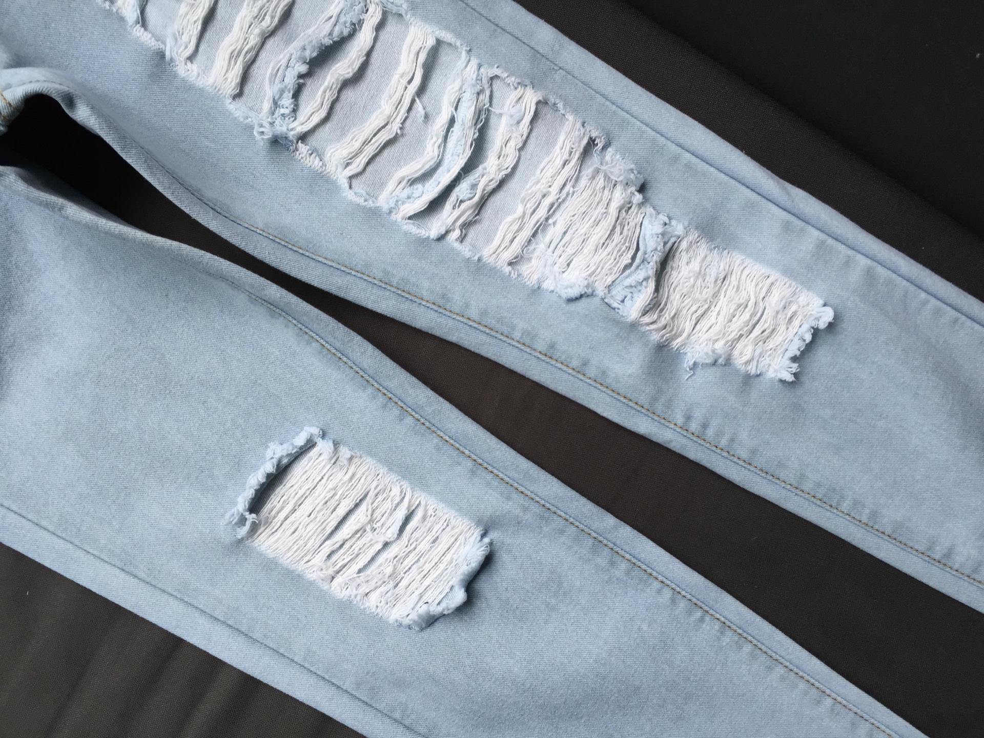 Women Broken Hole Ankle Length Jean Pants-STYLEGOING