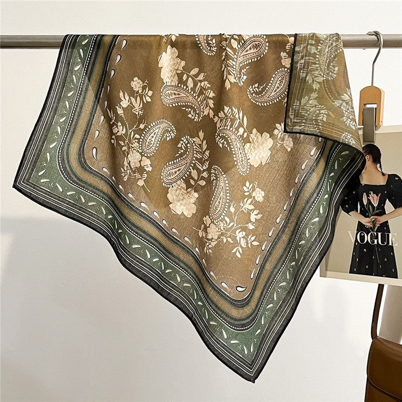 Malaysian Print Square Silk Scarf
