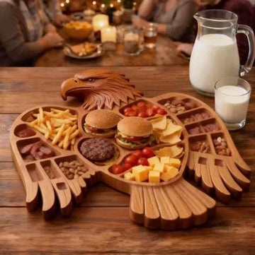 Handcrafted Eagle-Shaped Pine Wood Fruit & Snack Tray