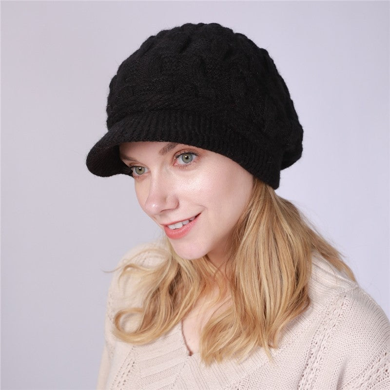 Solid Color Cable Knitted Cap